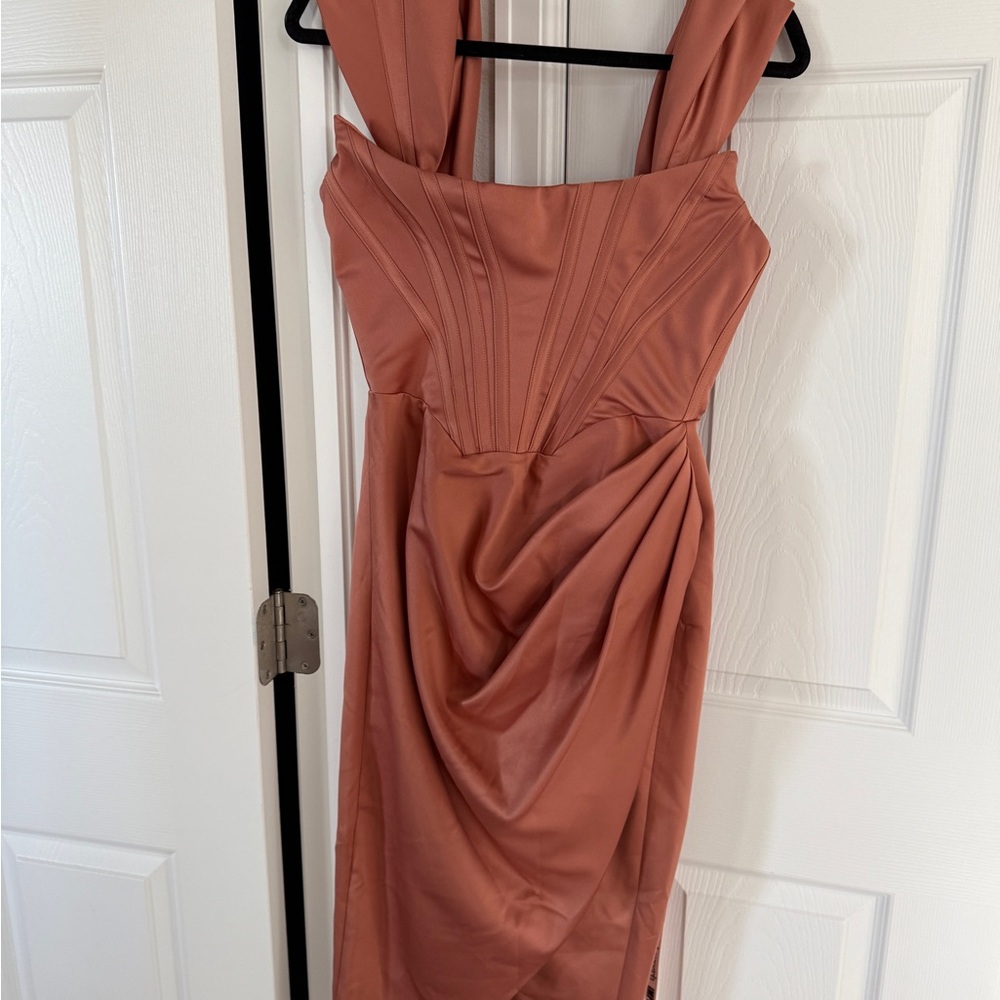 House of CB Terracotta Strapless Dress